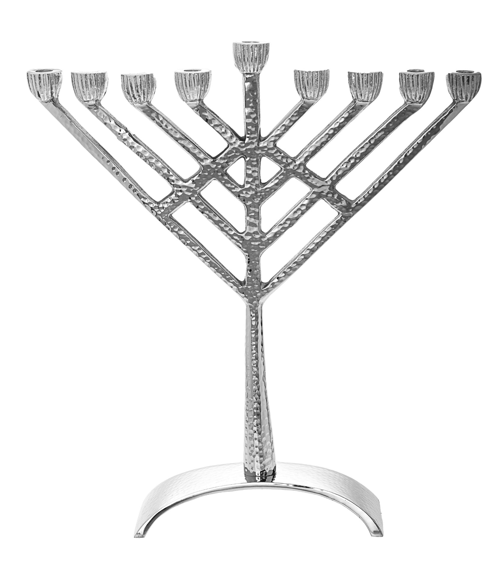 Stainless Steel Hammered Rambam Menorah
