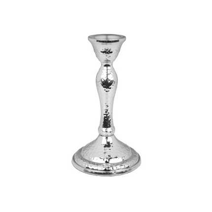 Nickel Candlestick with Hammered Design - Small