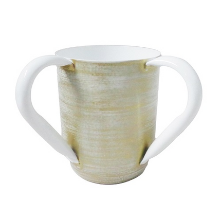 Gold and White Ceramic Wash Cup
