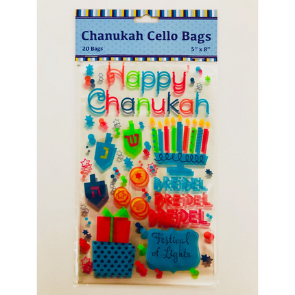 Happy Chanukah Cello Party Bags 20pk