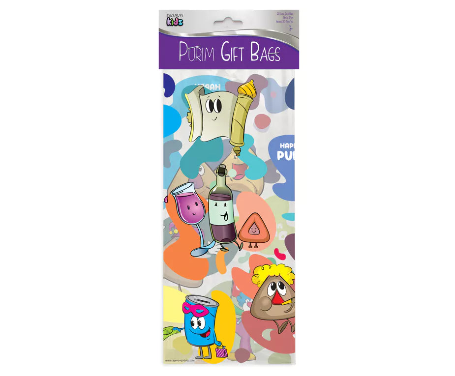 Purim Cellophane Treat Bag - 20PK (6 Types)