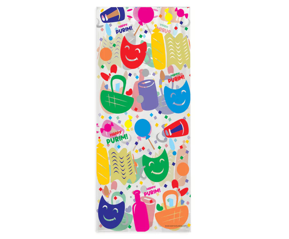 Purim Cellophane Treat Bag - 20PK (6 Types)