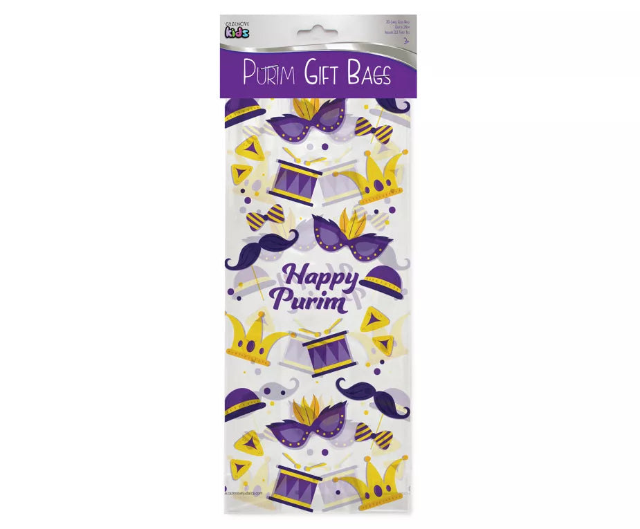 Purim Cellophane Treat Bag - 20PK (6 Types)