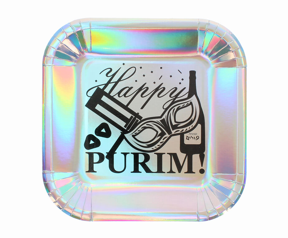 Purim Masquerade Paper Plates (9 Inch) - 10PK