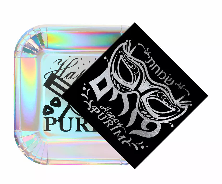 Purim Masquerade Paper Plates (9 Inch) - 10PK