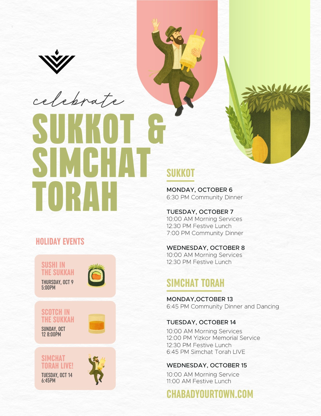 Sukkos and Simchas Torah Schedule - Flyer