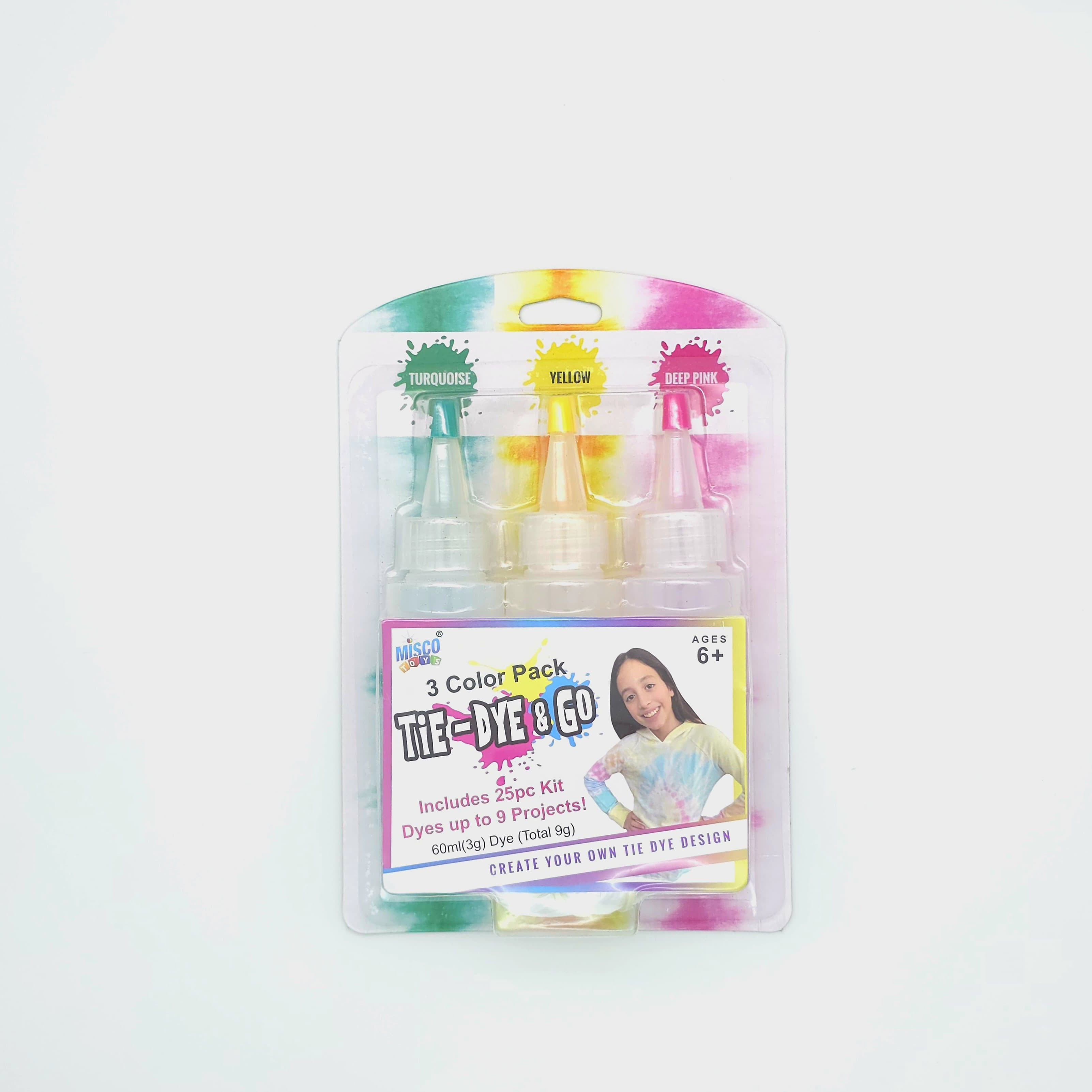 3 Color Pack Tie-dye & Go included 25pc dry up to 9 projects