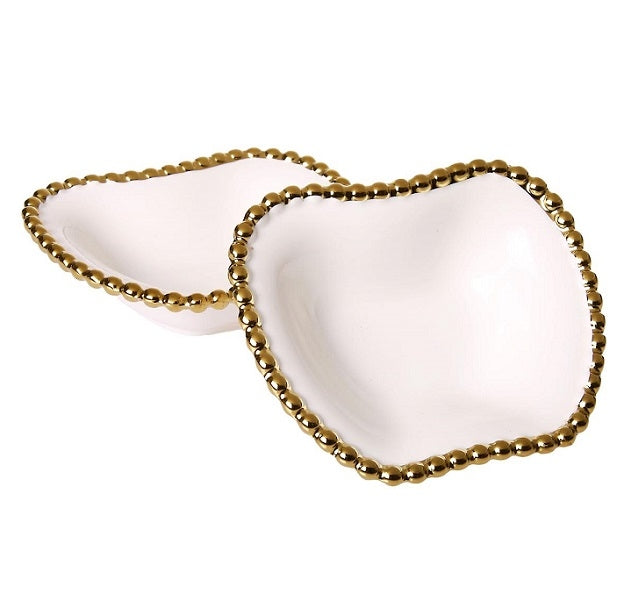 White Porcelain Dish with Gold Border