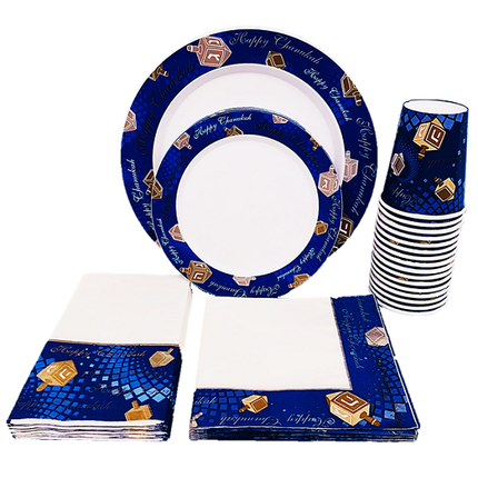 Chanukah Party Tableware Set - Plates Napkins Cups