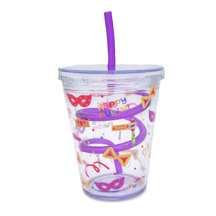 Purim Drinking Cup with Straw