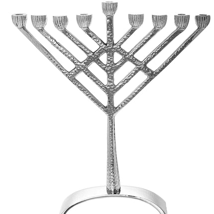 Stainless Steel Hammered Rambam Menorah