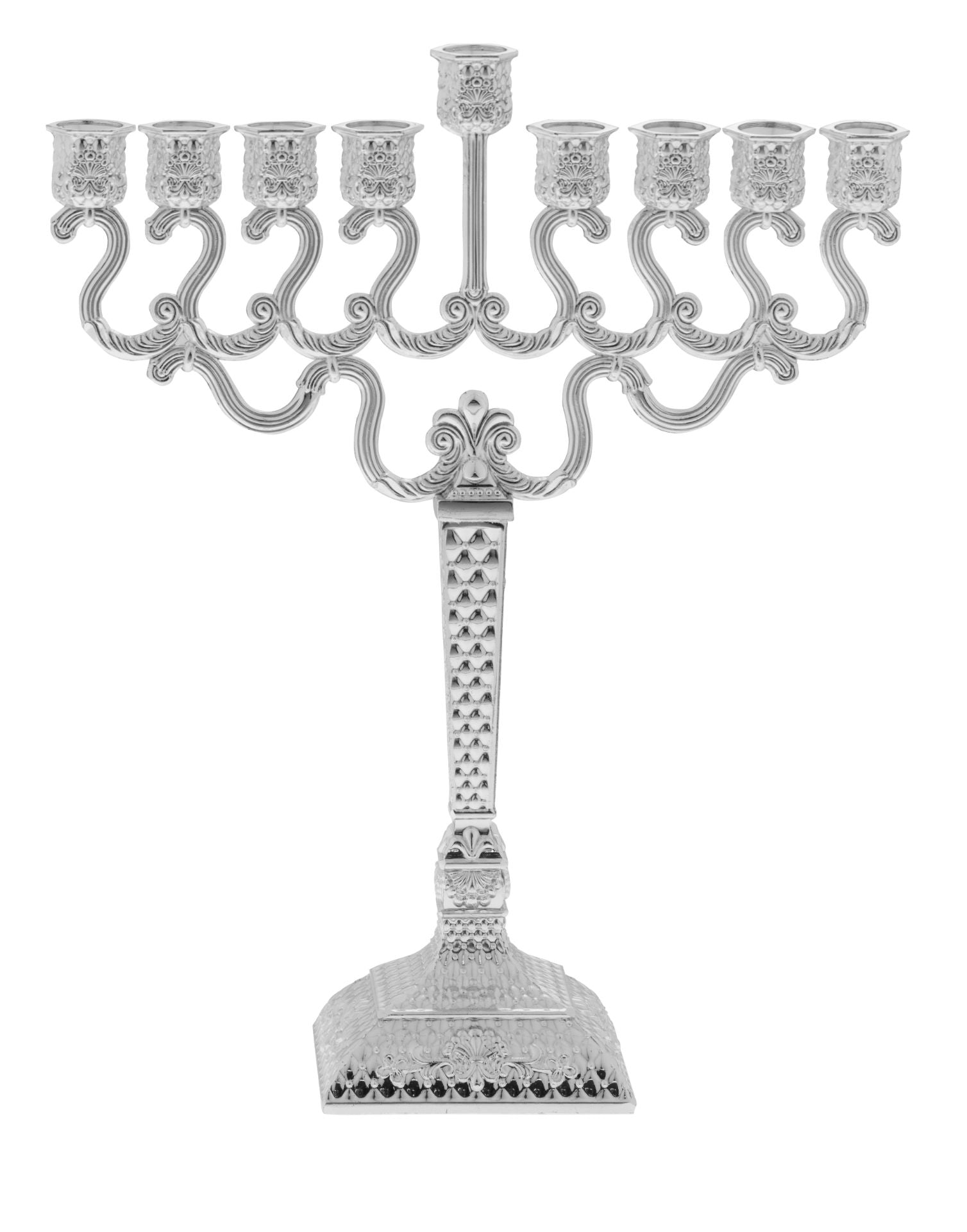 Silver Plated Menorah Diamond Design - Small