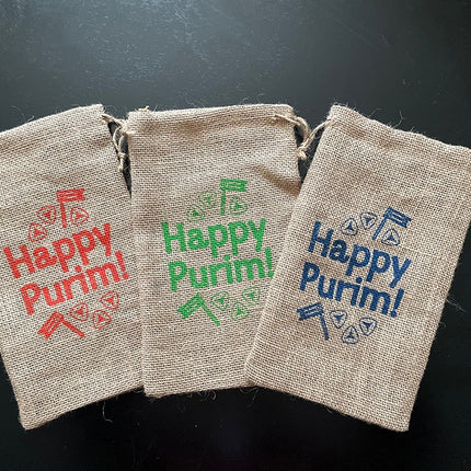 Happy Purim Burlap Bag
