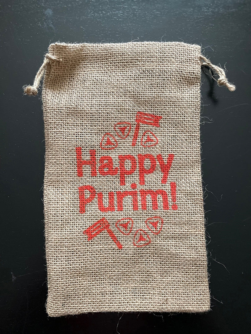 Happy Purim Burlap Bag