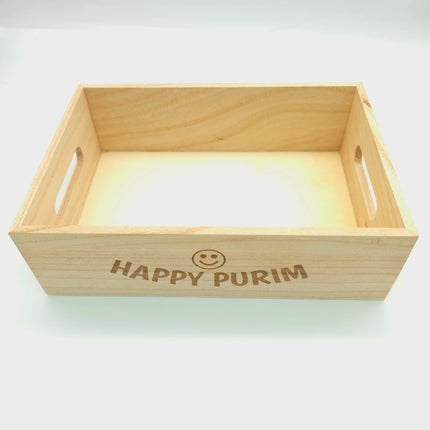 Happy Purim Wooden Box Smile - 6 sizes