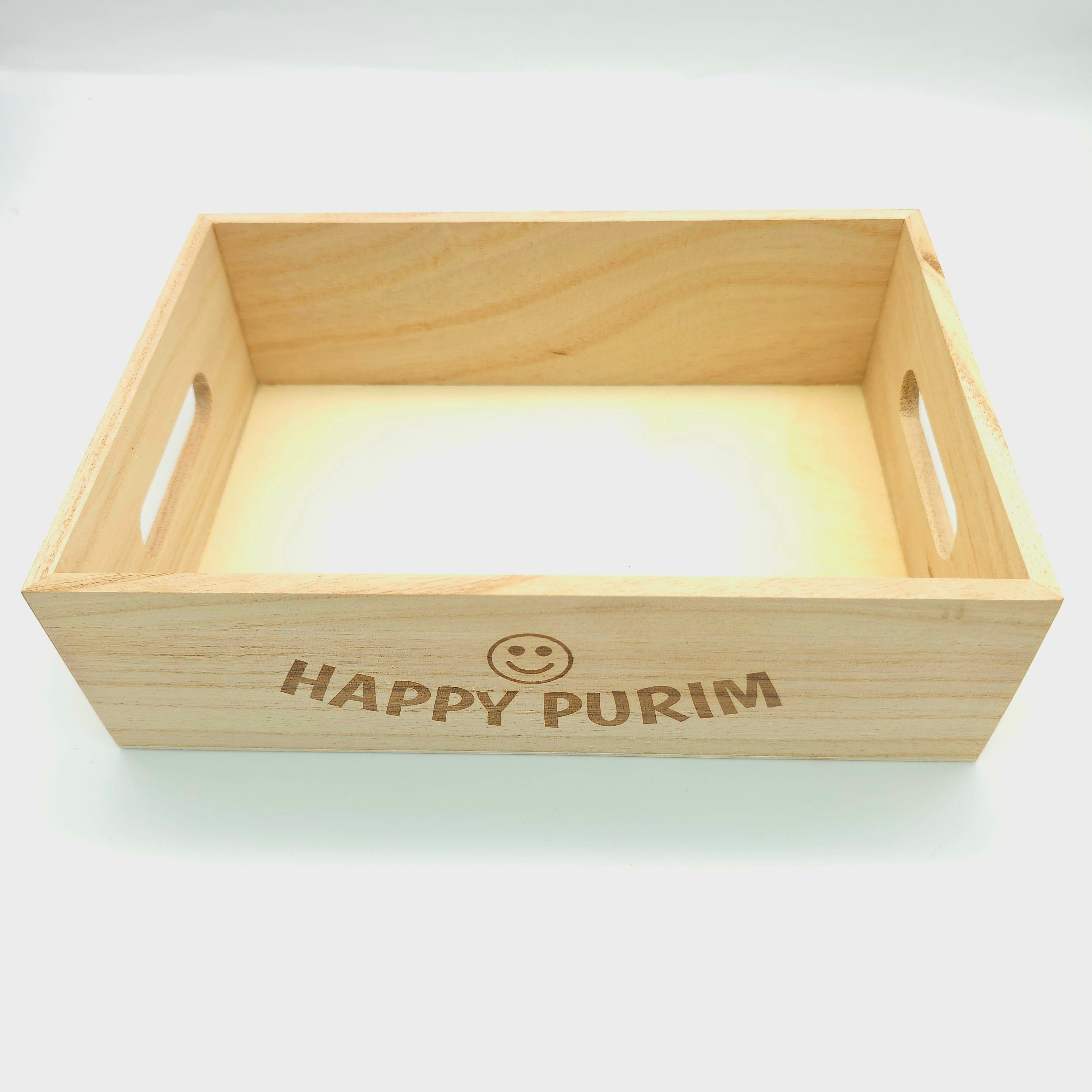 Happy Purim Wooden Box Smile - 6 sizes