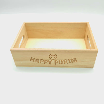Happy Purim Wooden Box Smile - 6 sizes