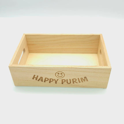 Happy Purim Wooden Box Smile - 6 sizes