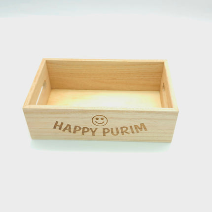 Happy Purim Wooden Box Smile - 6 sizes