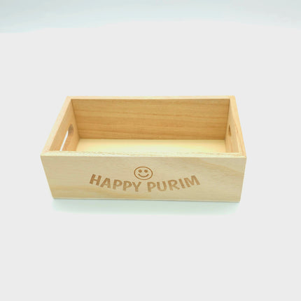Happy Purim Wooden Box Smile - 6 sizes