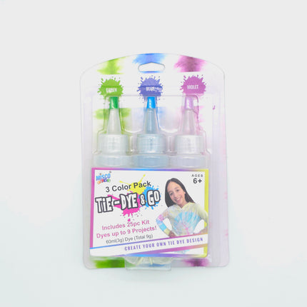 3 Color Pack Tie-dye & Go included 25pc dry up to 9 projects