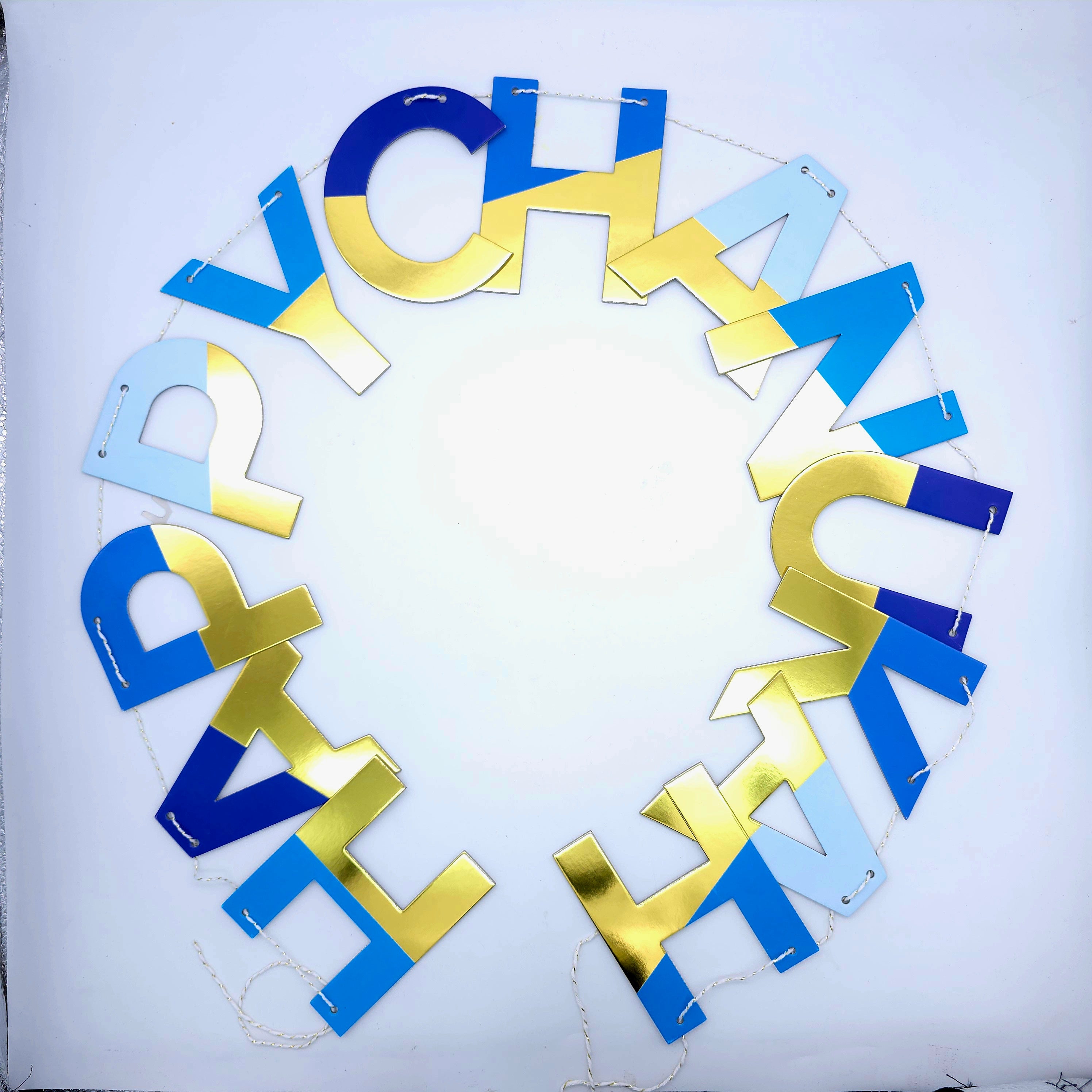 Happy chanukah Banner - Blue & Gold