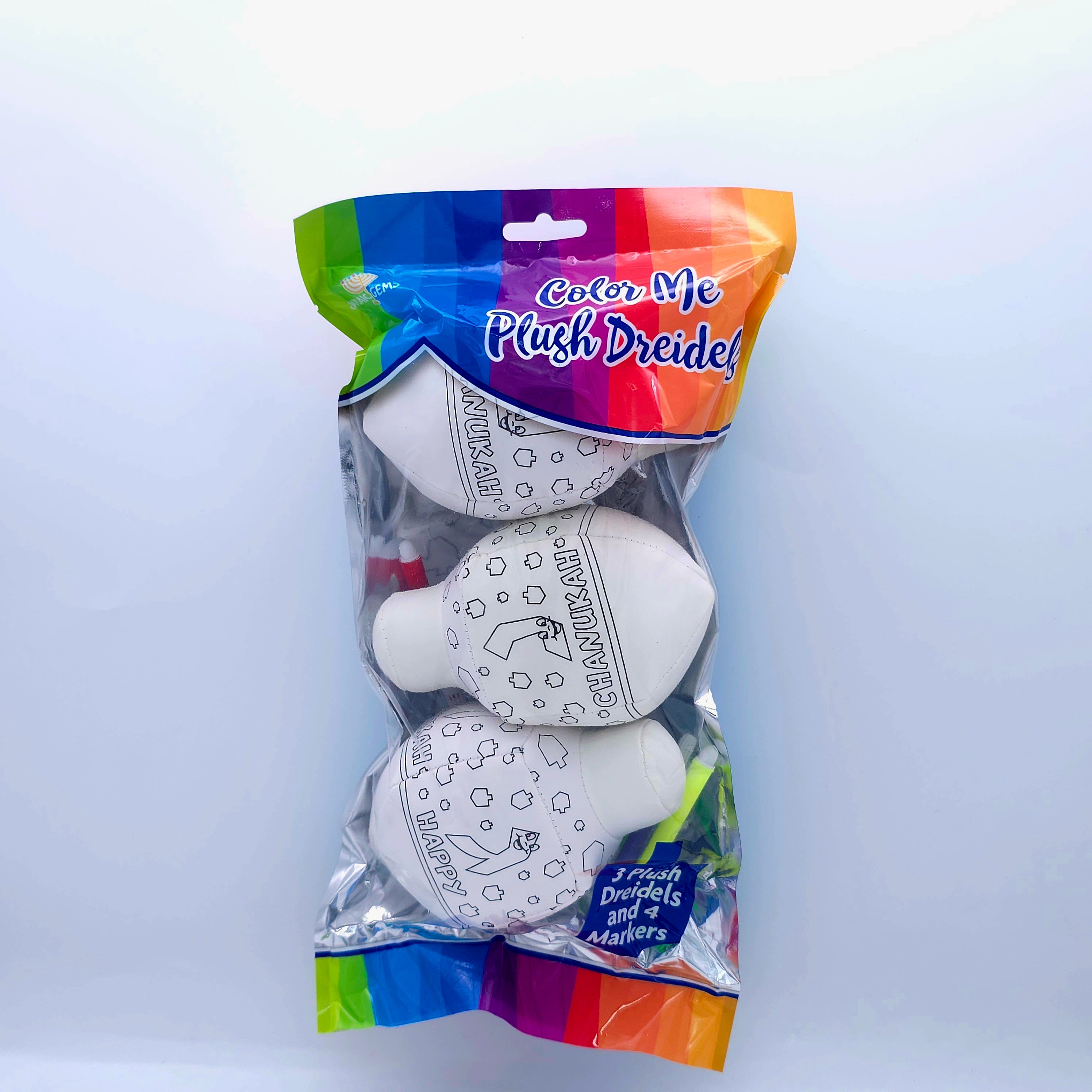 Color your own plush Dreidel 3pc