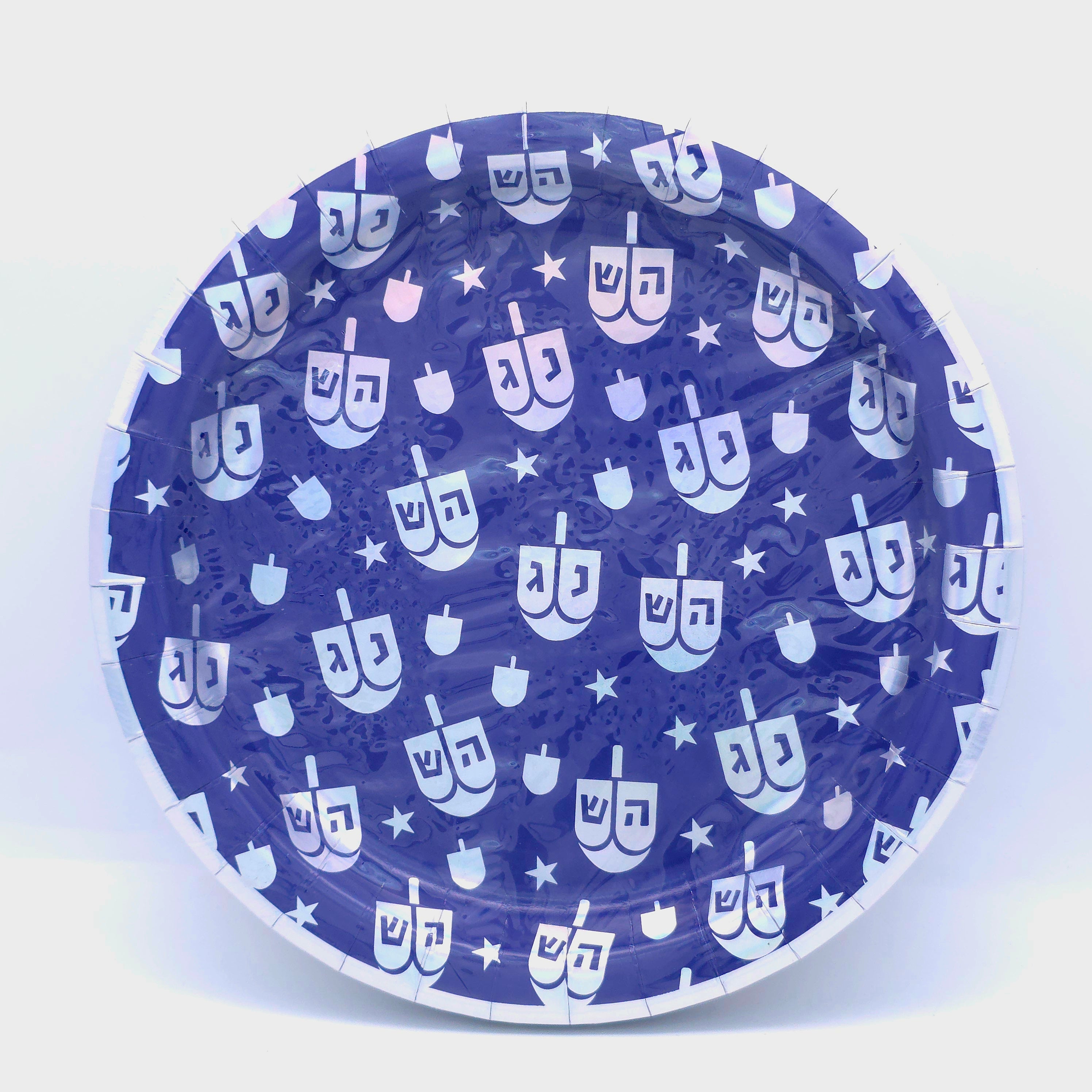 Foiled Dreidel 10" plate - 18pc