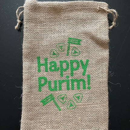 Happy Purim Burlap Bag