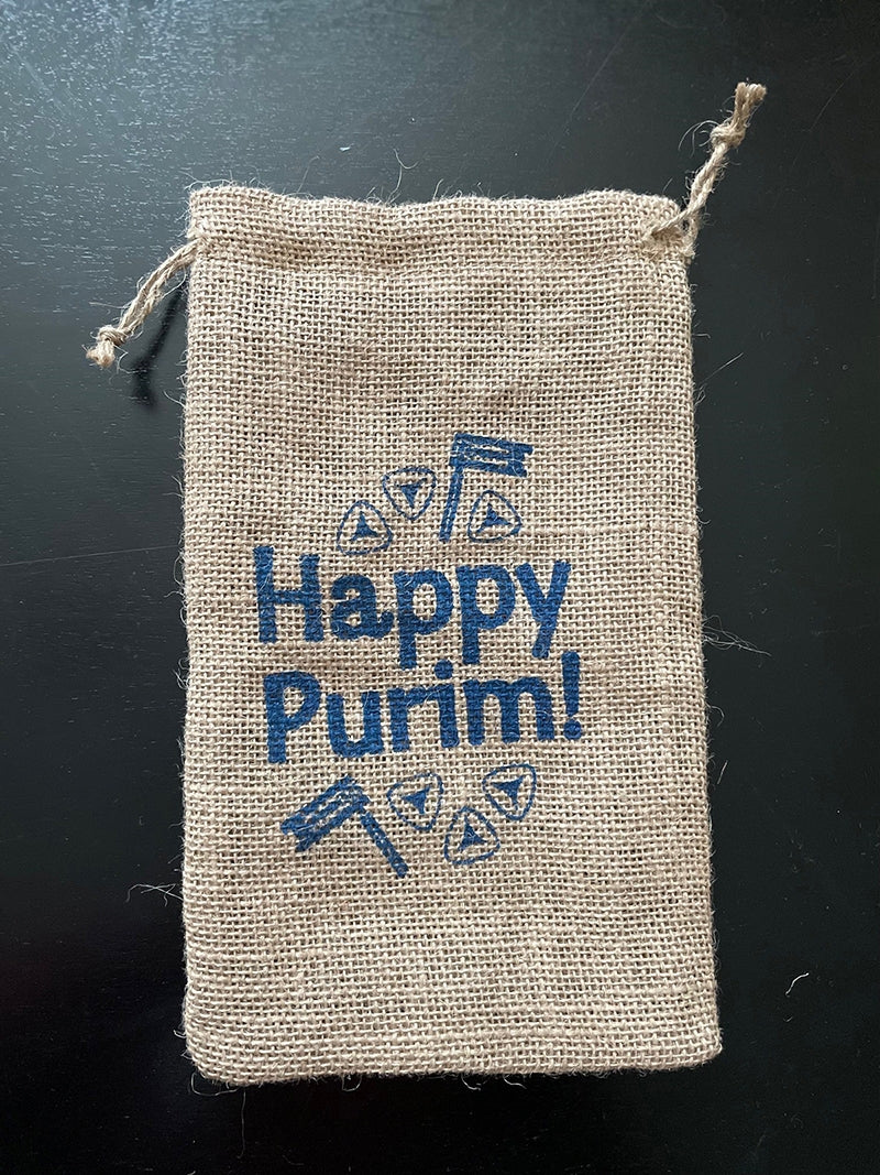Happy Purim Burlap Bag