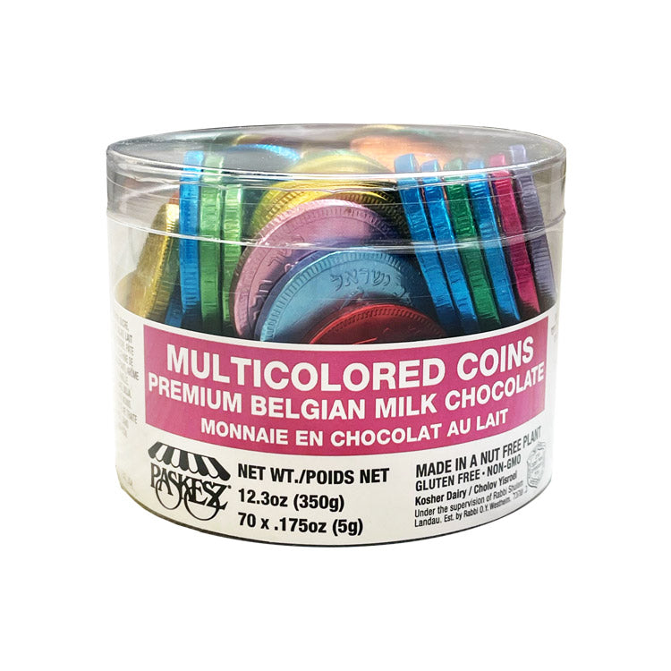 Milk Chocolate Multicolored Coins in Tub – Nut free