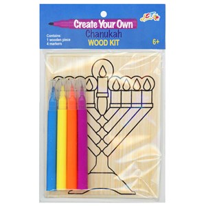 Chanukah Menorah Wood Coloring Kit