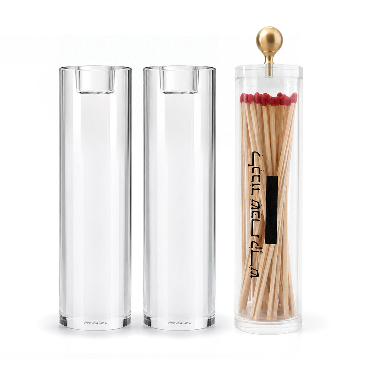 Pair of Candlesticks and Match Holder