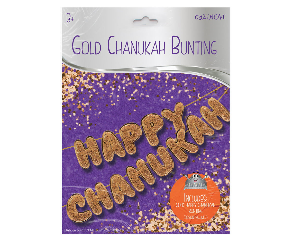 Chanukah Glitter Bunting Gold