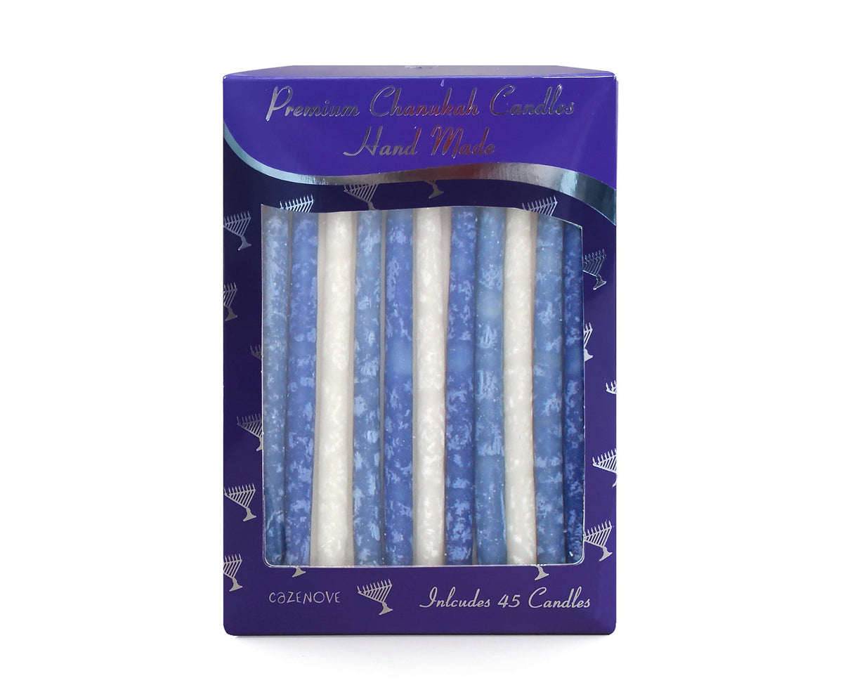 Blue & White Frosted Chanukah Candles