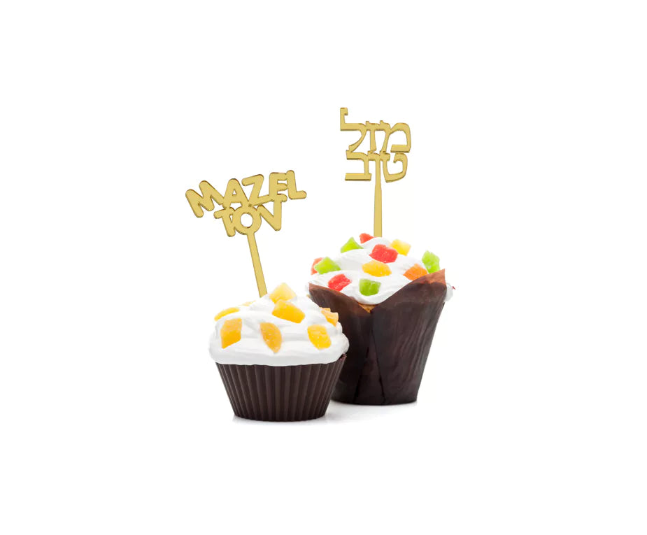 Mazal Tov Lucite Cake Toppers 6PK - 3 colors
