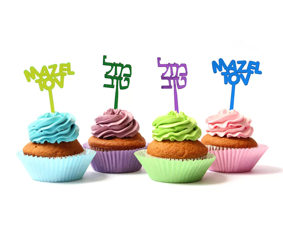 Mazal Tov Lucite Cake Toppers 6PK - 3 colors