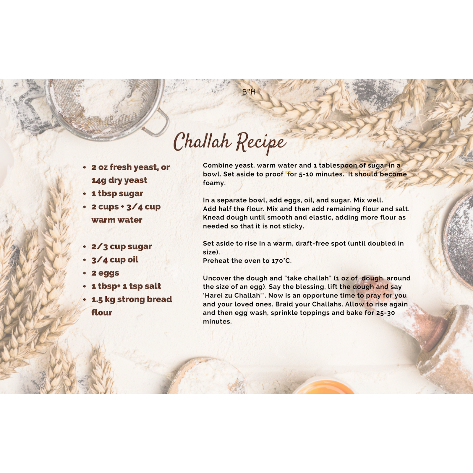 Challah - Challah Recipe #3 - Flyer