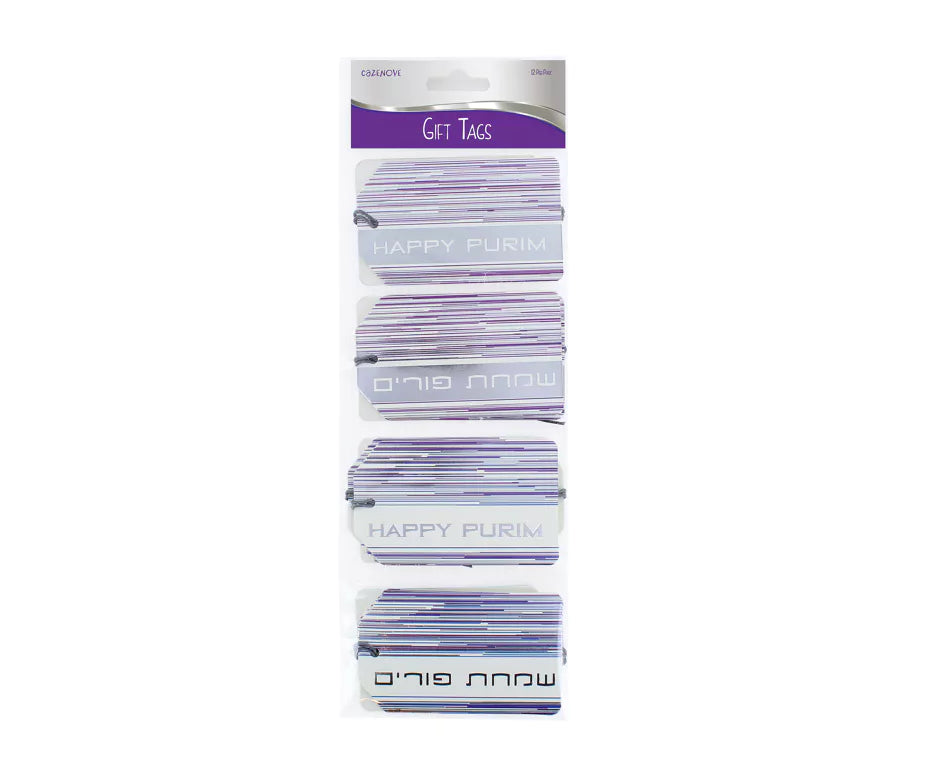 Foiled Purim Gift Tags 12PK - 4 Designs