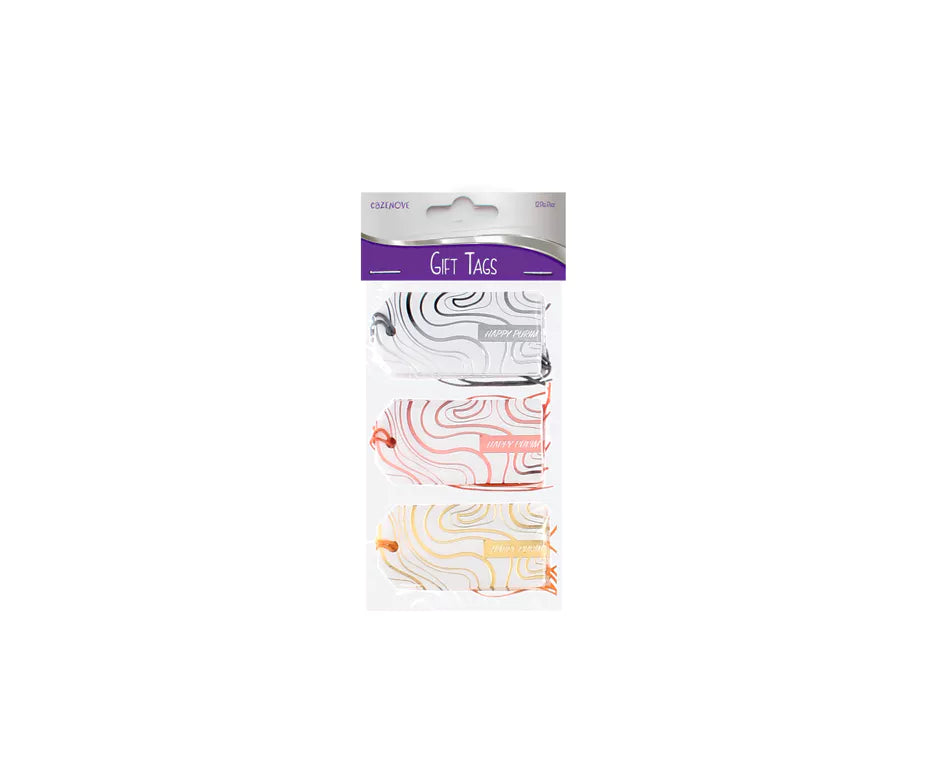 Foiled Purim Gift Tags 12PK - 4 Designs
