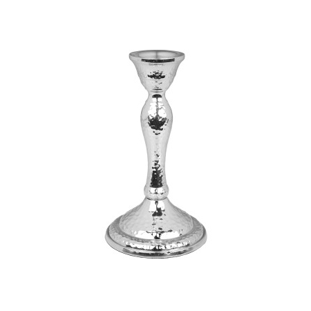 Nickel Candlestick with Hammered Design - Small