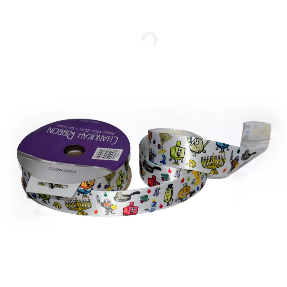 Happy Chanukah Satin Characters Ribbon