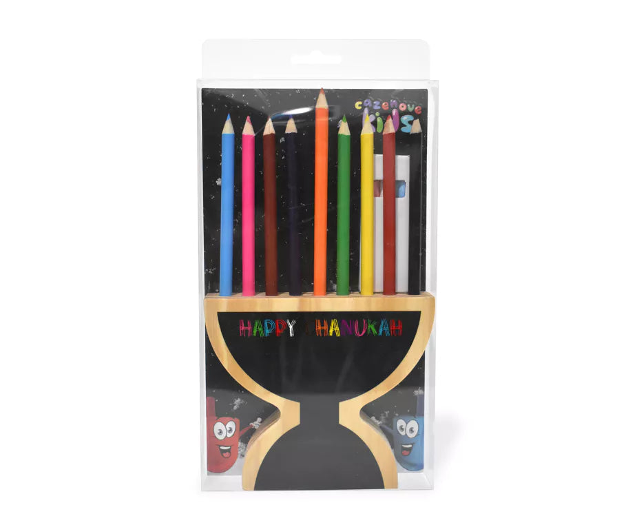 Wooden Menorah Pencil Holder