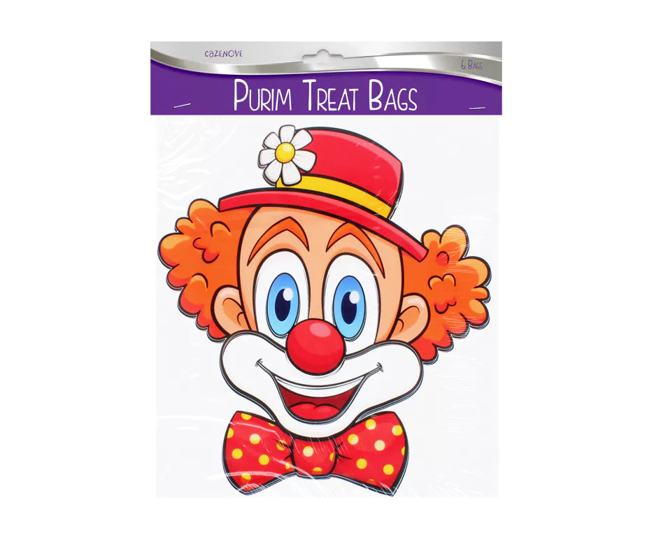 Clown Shaped Treat Bags - 6PK