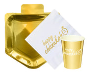 Happy Chanukah Paper Goods Package - Gold