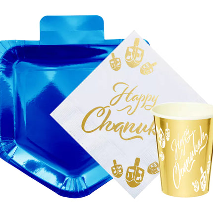 Happy Chanukah Paper Goods Package - Gold