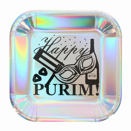 Purim Masquerade Paper Plates (9 Inch) - 10PK