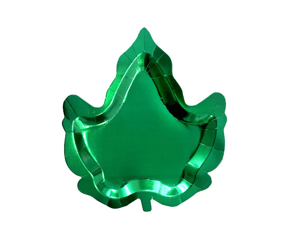 Sukkot Foiled Leaf Shaped Plates