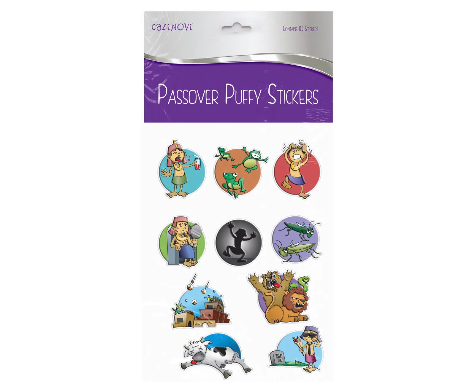Passover 10 Plague Puffy Stickers
