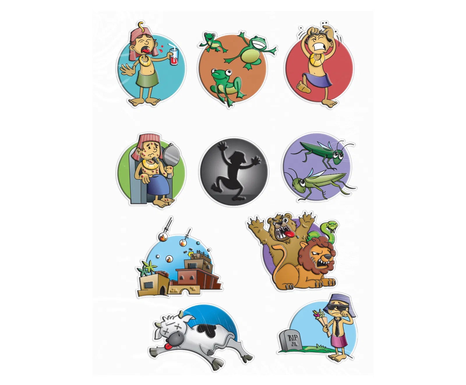 Passover 10 Plague Puffy Stickers